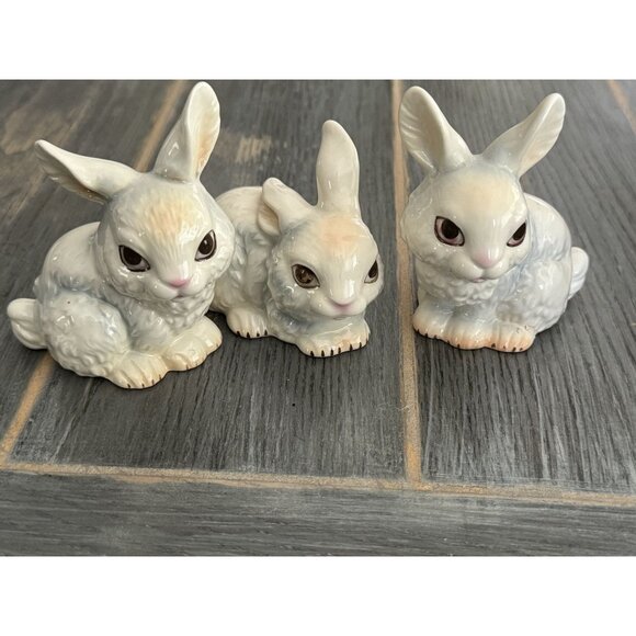 Vintage Goebel W Germany Porcelain Rabbit Figurines Set Of 3 - Picture 8 of 8